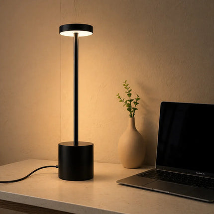 Lámpara Escritorio Inalámbrica Recargable Metal Con Led Negro