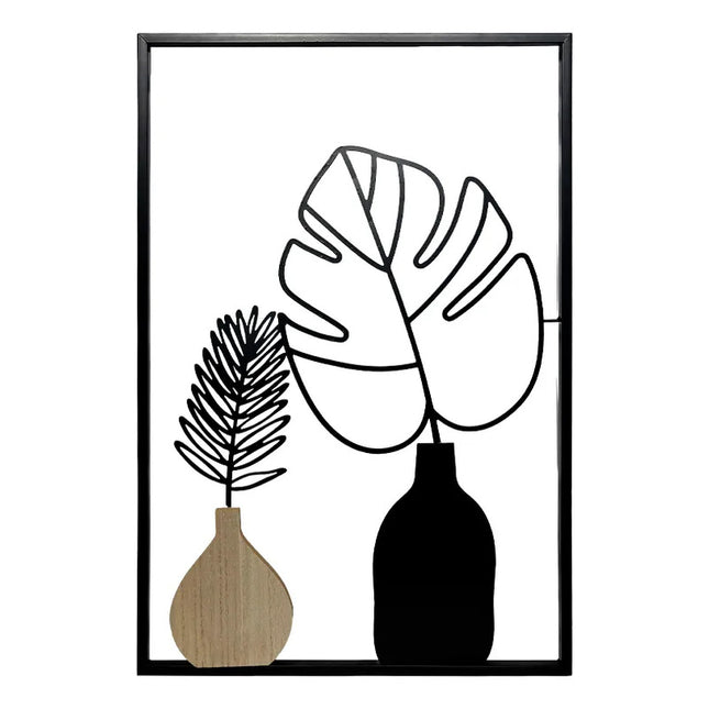 Cuadro Decorativo 40 X 60 Cm Mdf Y Metal Estilo Moderno Negro