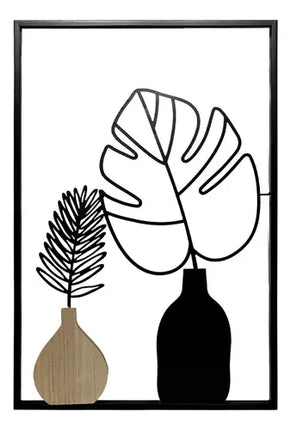 Cuadro Decorativo 40 X 60 Cm Mdf Y Metal Estilo Moderno Negro
