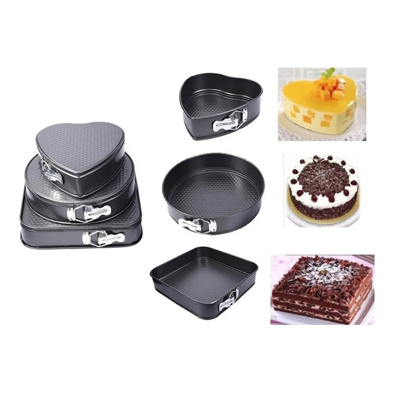 Set 3 Moldes Variados Repostería Queque Tortas Antiadherente