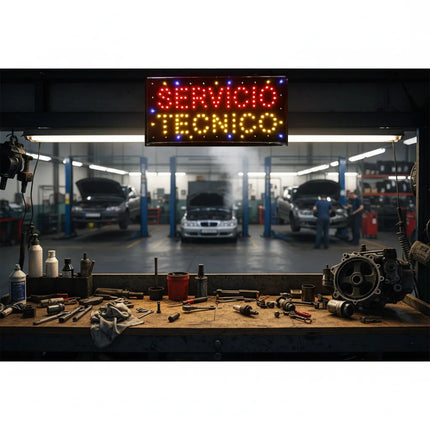 Letrero Led Luminoso 48x25cm Servicio Tecnico Rojo Y Amariilo