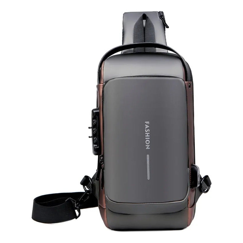 Bolso Cruzado Bandolera Banano Antirrobo Impermeable Gris Oscuro Café