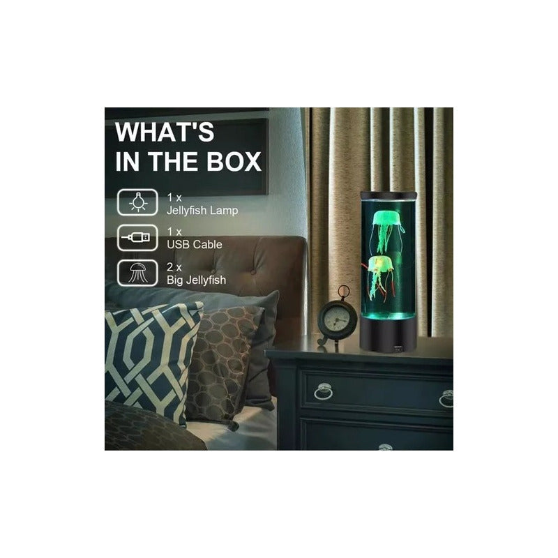 Lampara Medusa 37cm Luz Led Decorativa 6 Colores 3d Usb Negro Verde