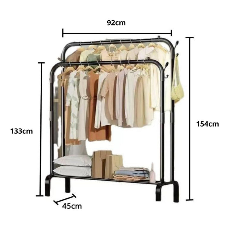 Colgador De Ropa De 2 Niveles Con Capacidad De 35 Kg Negro