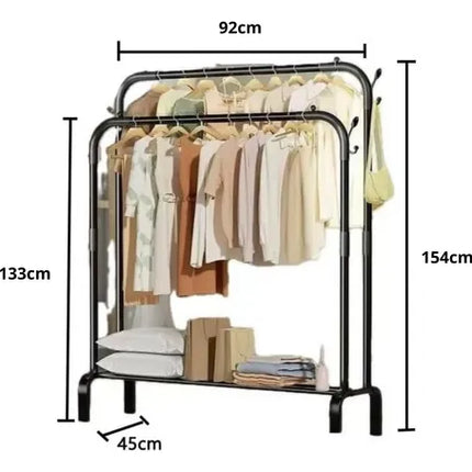 Colgador De Ropa De 2 Niveles Con Capacidad De 35 Kg Negro