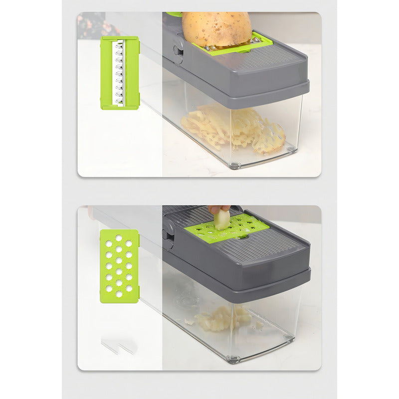 Rallador Picador Cortador Frutas Y Verduras Multiuso 14 En 1