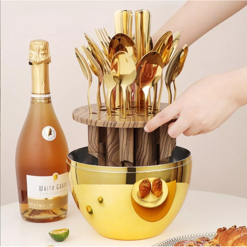 Set De 24 Cubiertos Organizador De Lujo Huevo Colores