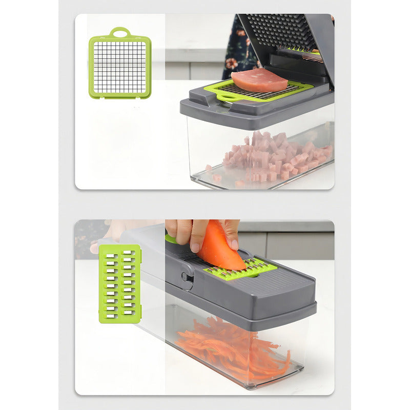 Rallador Picador Cortador Frutas Y Verduras Multiuso 14 En 1