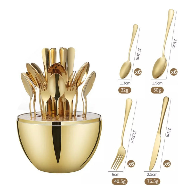 Set De 24 Cubiertos Organizador De Lujo Huevo Colores