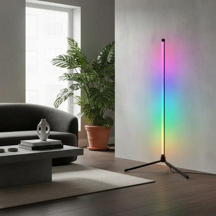 Lampara De Esquina Pie Usb Luces Led Rgb Ambiente 120cm Rgb Negro