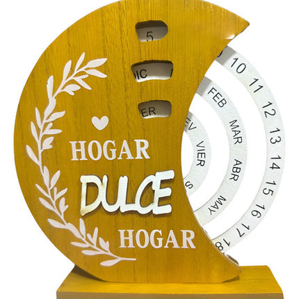 Calendario Eterno En Español Giratorio De Madera Dulce Hogar