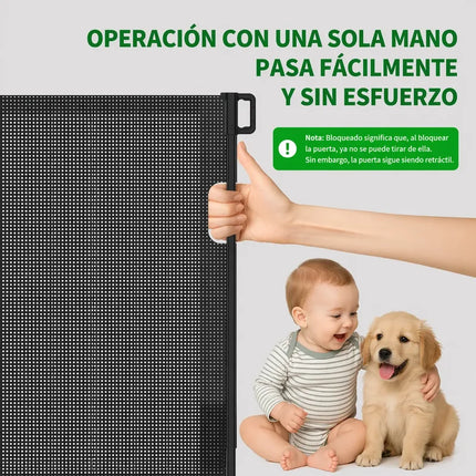Reja Seguridad Retractil Para Bebe Y Mascotas Negro