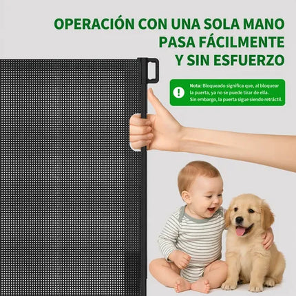 Reja Seguridad Retractil Para Bebe Y Mascotas Negro
