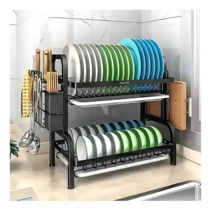 Secador Escurridor De Platos 2 Niveles Color Negro 6358 2n