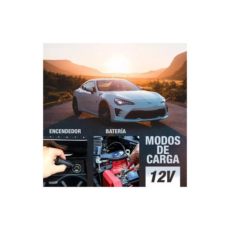 Compresor De Aire Doble Cilindro Inflador Neumaticos Plateado