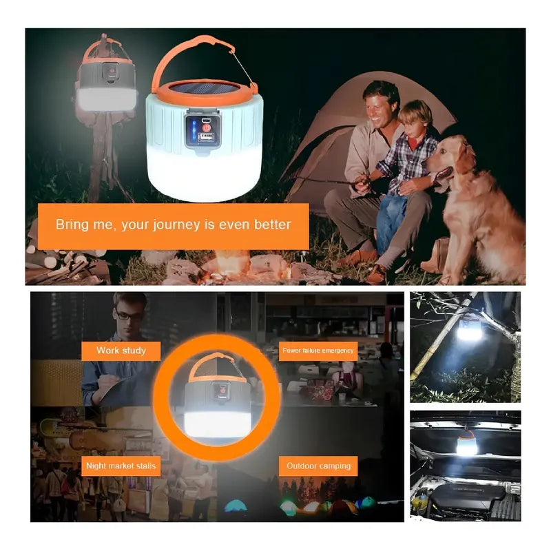 Lampara Linterna De Camping Led Solar Usb Recargable Color Negro