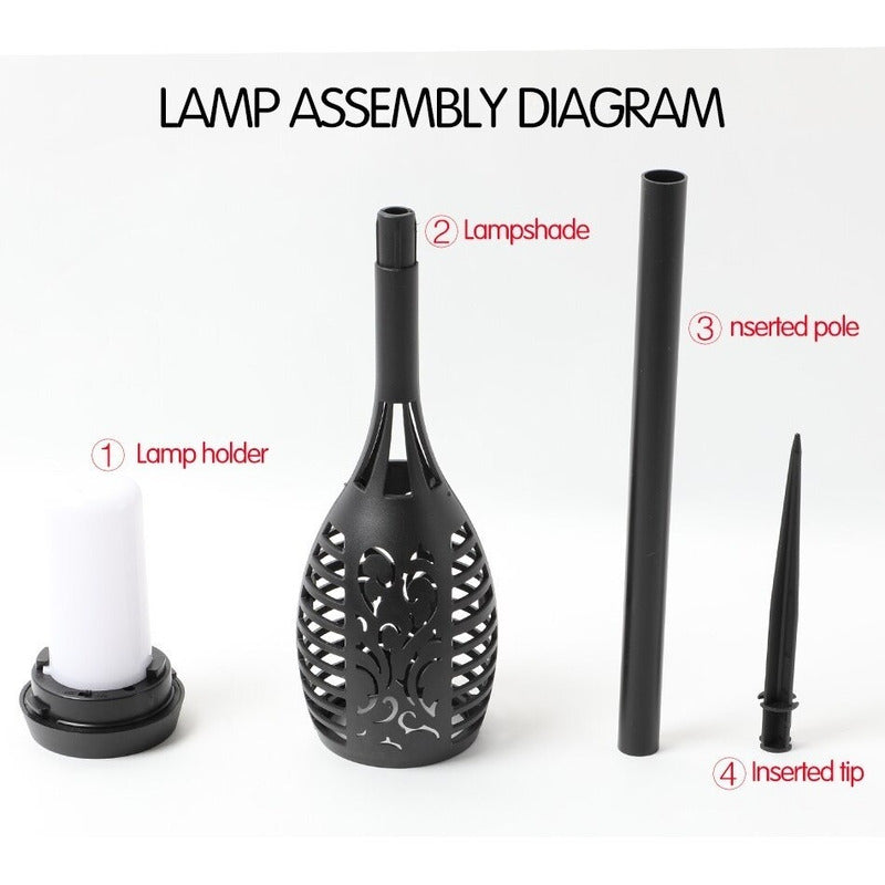 Antorcha Solar Farol Llama Exterior Jardin Terrazas 110 Cm