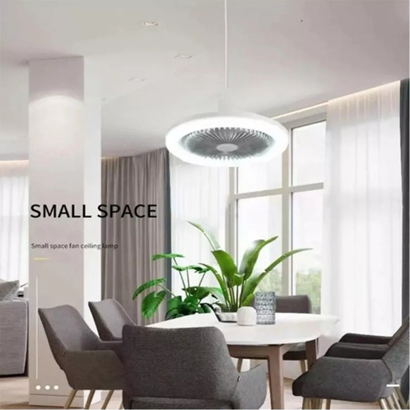 Ventilador De Techo Con Lampara Led Con Control Remoto 26 Cm Blanco Rosa Plástico