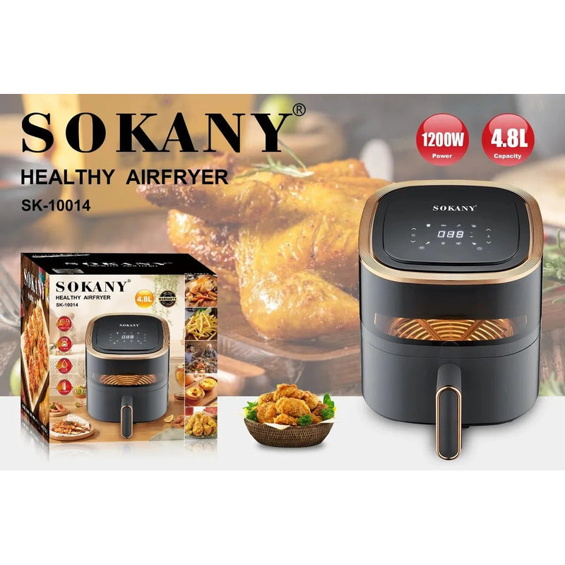 Freidora De Aire 4.8 Litros Pantalla Digital Sokany Negro