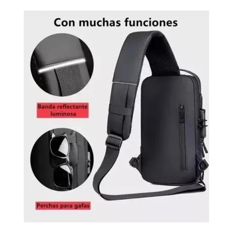 Bolso Cruzado Bandolera Banano Antirrobo Impermeable Negro Negro