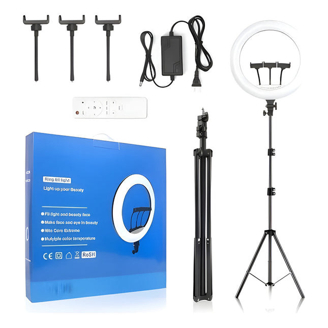 Aro De Luz Profesional De 45 Cm + Tripode 2.1m Blanco Frío Negro Blanco Frío