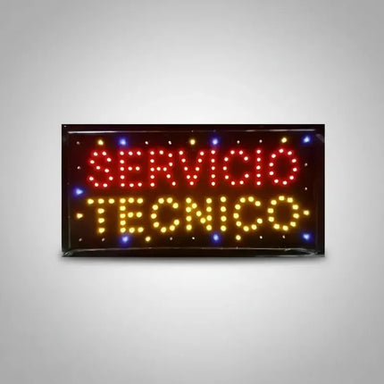 Letrero Led Luminoso 48x25cm Servicio Tecnico Rojo Y Amariilo