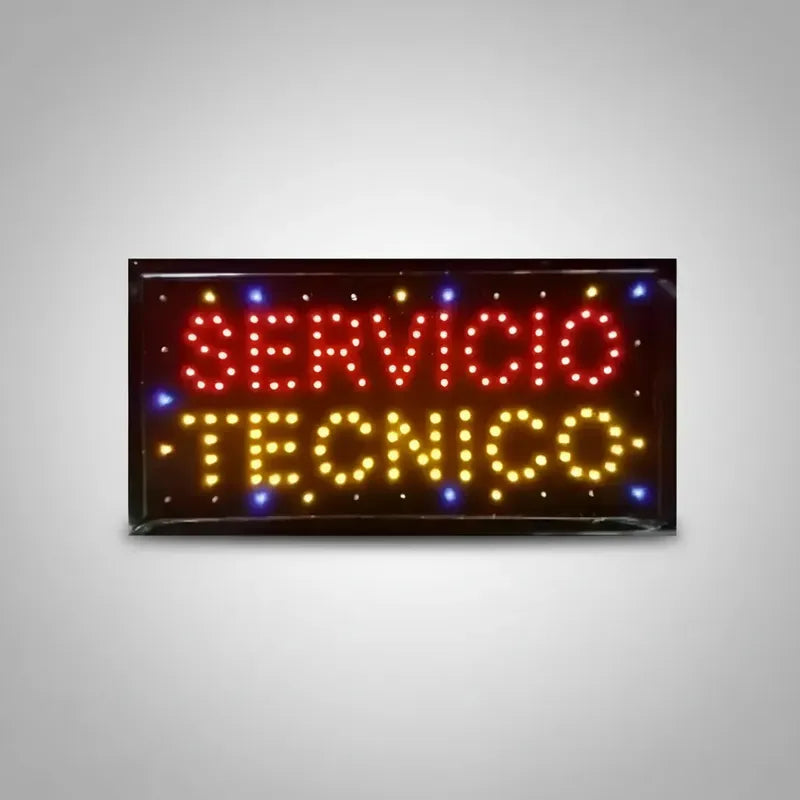Letrero Led Luminoso 48x25cm Servicio Tecnico Rojo Y Amariilo
