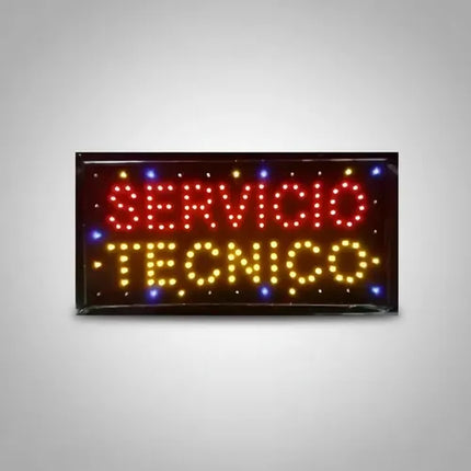 Letrero Led Luminoso 48x25cm Servicio Tecnico Rojo Y Amariilo