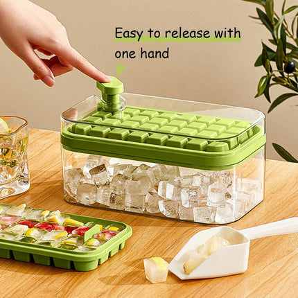 Pack De Cubeteras Para Hielo Con Tapa Y Cuchara - Verde