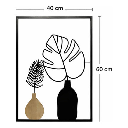 Cuadro Decorativo 40 X 60 Cm Mdf Y Metal Estilo Moderno Negro