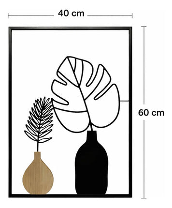 Cuadro Decorativo 40 X 60 Cm Mdf Y Metal Estilo Moderno Negro