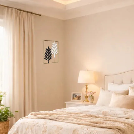 Cuadro Decorativo De Pared Hojas Metálicas 40x26 Cm Negro Dorado