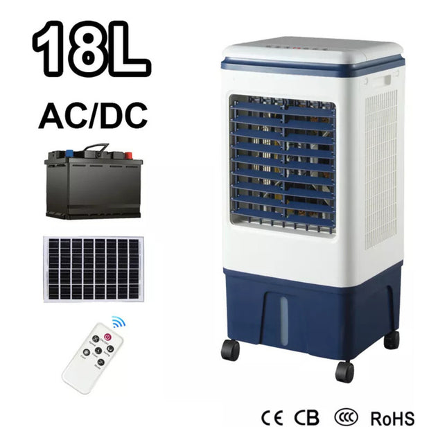 Enfriador De Aire Solar Recargable 18l- Panel Solar Incluido Blanco