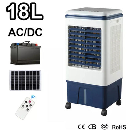 Enfriador De Aire Solar Recargable 18l- Panel Solar Incluido Blanco