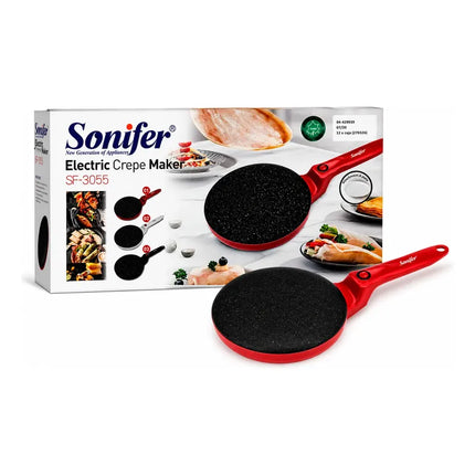 Panquequera Crepe Eléctrica Antiadherente Sonifer Sf-3055 Rojo