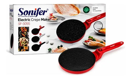 Panquequera Crepe Eléctrica Antiadherente Sonifer Sf-3055 Rojo