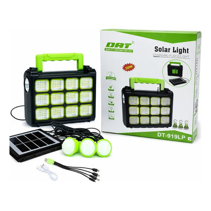 Kit Solar Portátil Con Panel Integrado, Luz Led, Radio Y Bt Negro