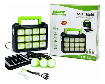 Kit Solar Portátil Con Panel Integrado, Luz Led, Radio Y Bt Negro