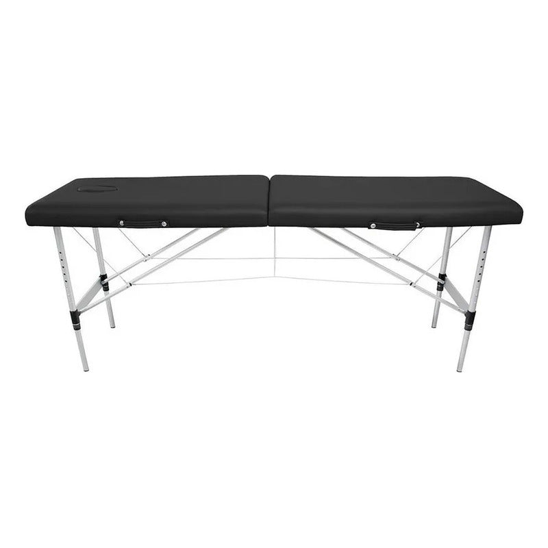 Camilla Masaje Aluminio 2 Cuerpos Plegable Portatil Maleta Negro