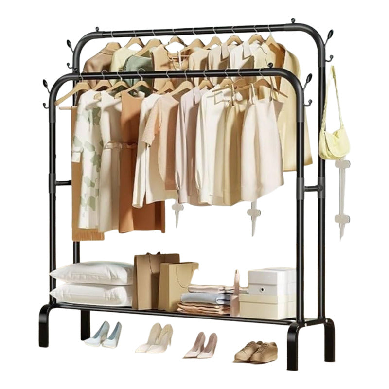 Colgador De Ropa De 2 Niveles Con Capacidad De 35 Kg Negro