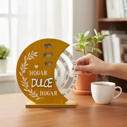 Calendario Eterno En Español Giratorio De Madera Dulce Hogar