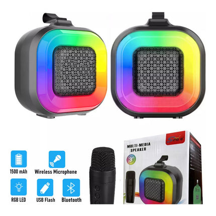 Parlante Portatil Bluetooth Karaoke Mini Con Microfono Negro