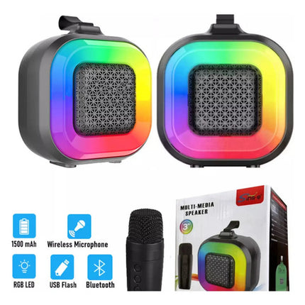 Parlante Portatil Bluetooth Karaoke Mini Con Microfono Negro