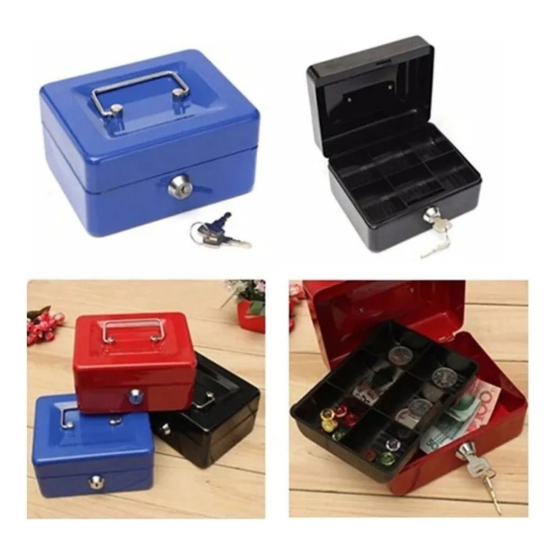 Caja Fuerte Metálica Con Llave Para Dinero 25x20cm Azul