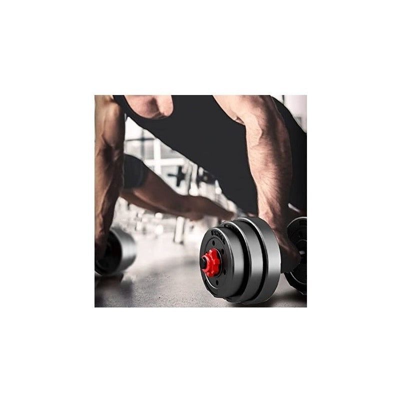 Set De Barra Multifuncional - Mancuerna - Pesas 20 Kg Negro