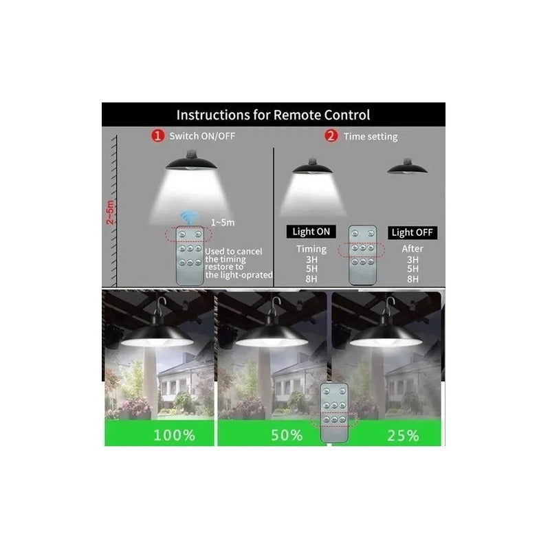 Lampara Solar Doble Colgante 240w + Panel Solar + Control