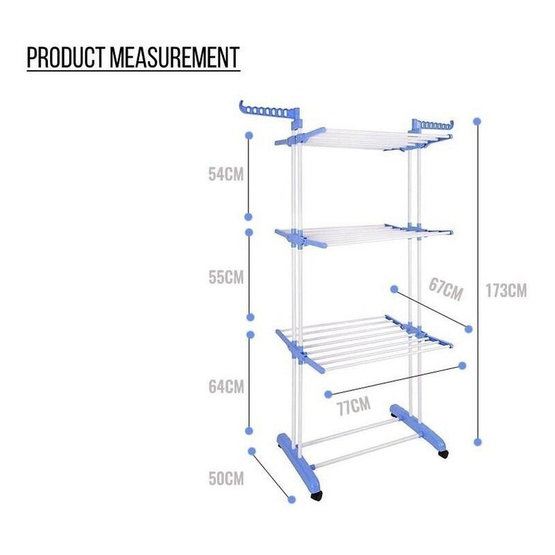 Colgador Tendedero De Ropa Plegable 3 Niveles Azul