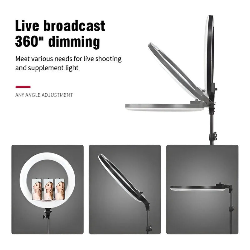 Aro De Luz Profesional De 45 Cm + Tripode 2.1m Blanco Frío Negro Blanco Frío