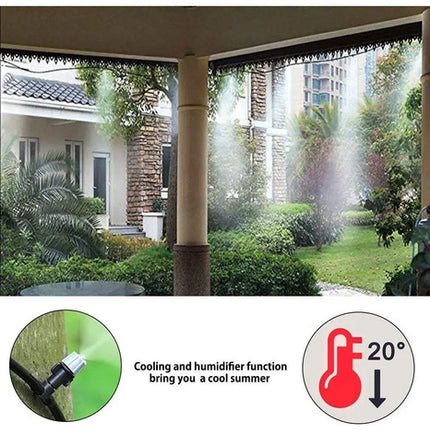 Sistema De Enfriamiento Lluvia Exterior Para Jardin Terrazas Negro