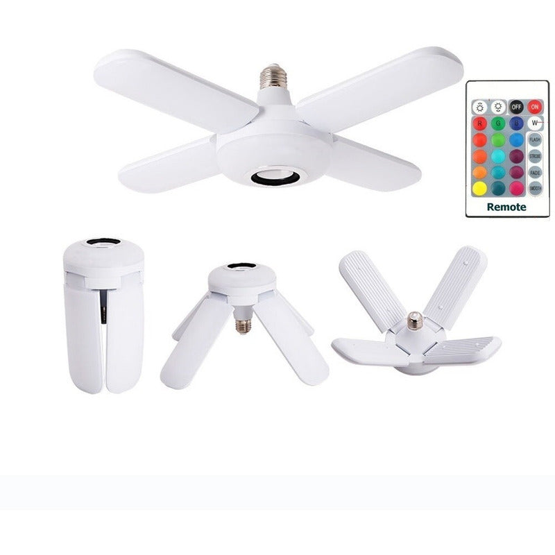 Ampolleta Parlante Bluetooth Colores Rgb 4 Aspas Con Control Blanco Frío